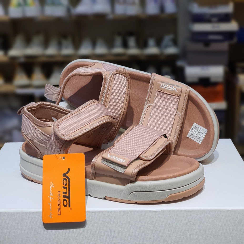 Sandal Vento nữ SD-10026 màu be Beige 2 quai dán, Dép quai sau chính hãng quai ngang bản to cá tính