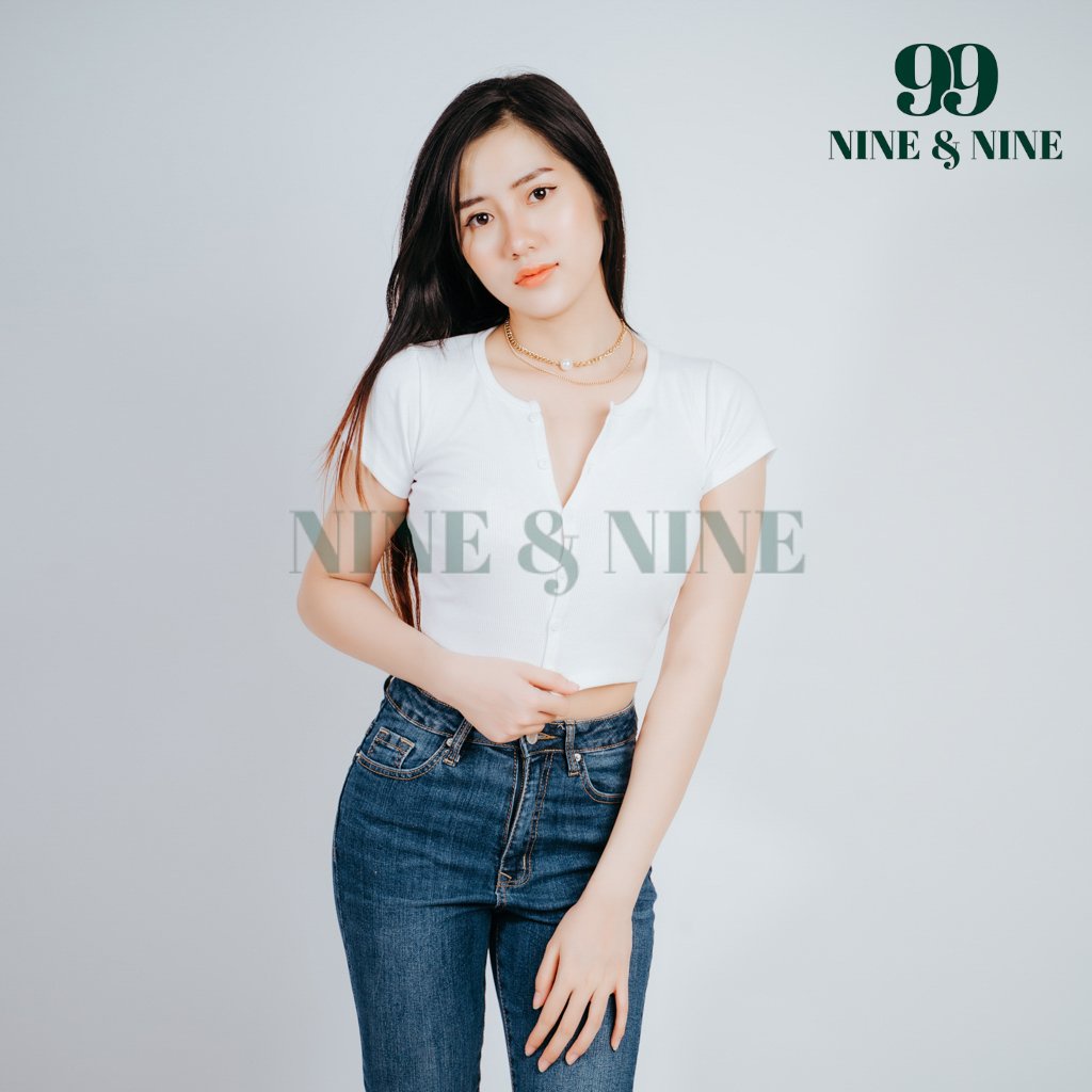 Áo Thun nữ 🌺SALE🌺Áo Croptop unisex Cộc Tay Cổ Tròn Có Cúc Nhiều Màu Siêu Đẹp chất liệu vải nhập khẩu cao cấp