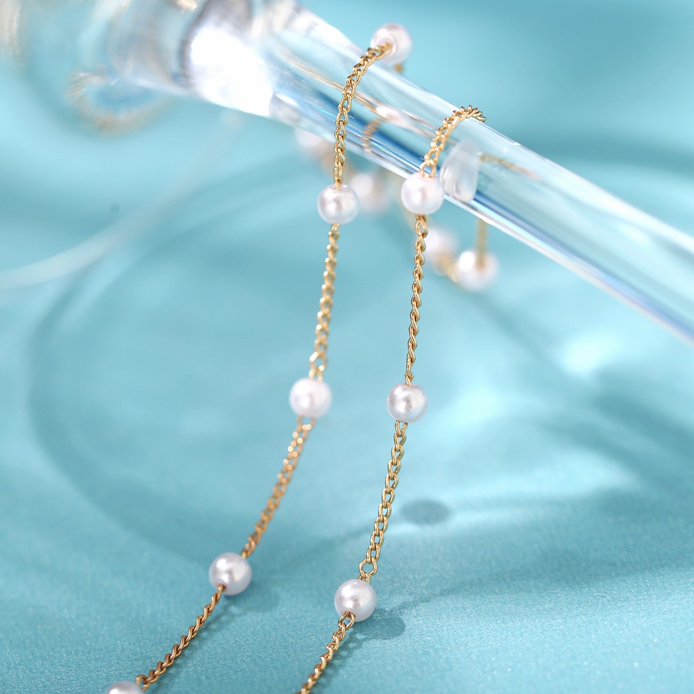 Vòng Cổ Choker Màu Vàng Đính Ngọc Trai Giả Thời Trang Hàn Quốc Dành Cho Nữ