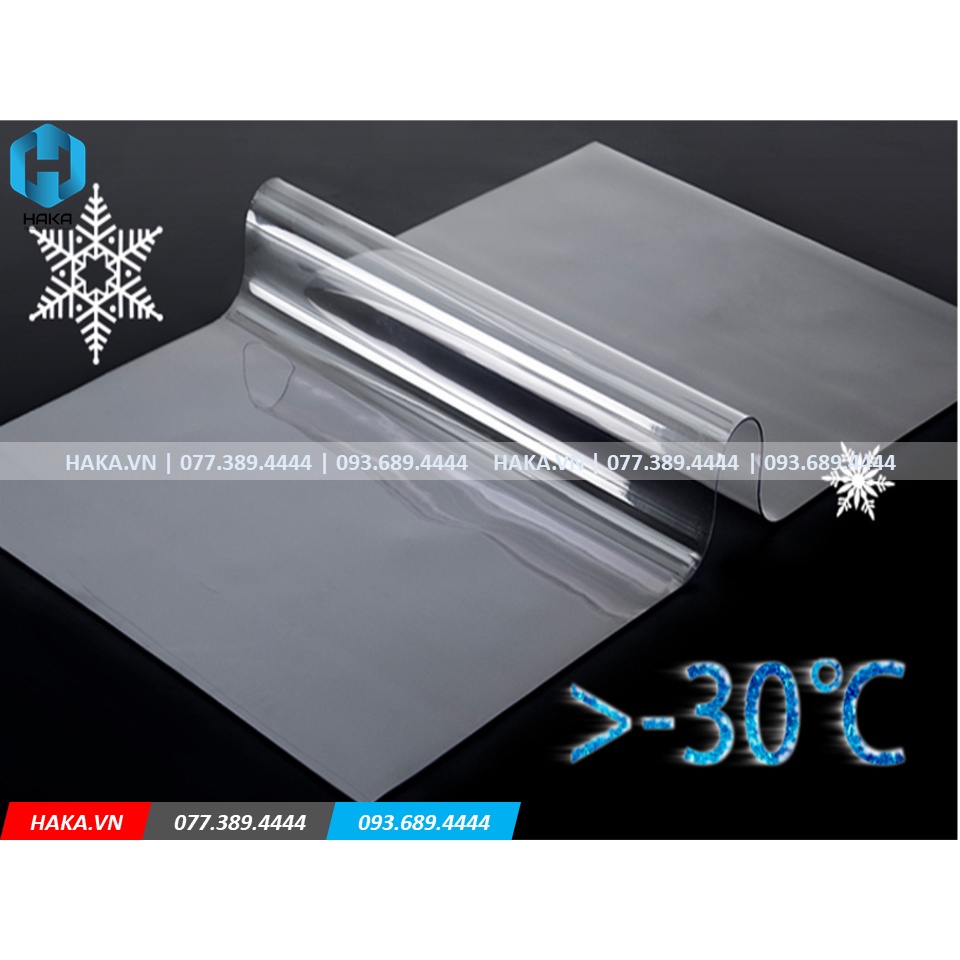 Tấm nhựa Pvc trắng trong dẻo dày 1.5mm, sử dụng làm rèm, tấm trải bàn, giường, spa, làm mô hình, sản phẩm công ty Haka