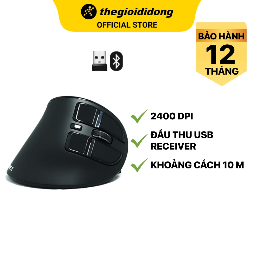 Chuột Không dây Bluetooth Zadez M398 Đen 2400 DPI - Hàng chính hãng - BH 12 tháng