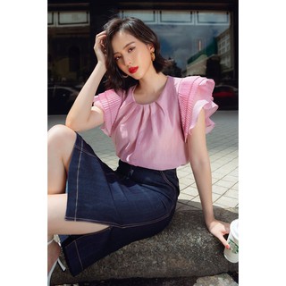 Áo lụa tay cánh tiên dập ly -HBSM809