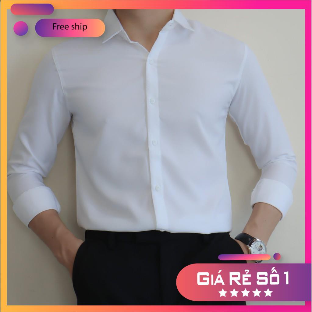 [ FREESHIP 99K ]Áo sơ mi nam trơn dài tay (7 màu) áo sơ mi công sở chất liệu lụa mịn cao cấp (Cam Kêt Chất Lượng) | BigBuy360 - bigbuy360.vn
