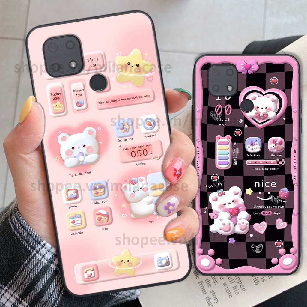Ốp Xiaomi Redmi 10C hình đồng hồ icon gấu mèo cute cực dễ thương ngộ nghĩnh