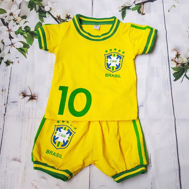 Bộ quần áo fan brazil cho bé trai chất cotton cực đẹp HÀNG LOẠI 1