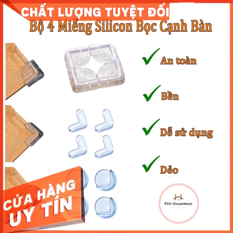 4 miếng bịt góc bàn kính bảo vệ cho bé, miếng bọc góc bàn an toàn cho bé, miếng bọc cạnh bàn silicon