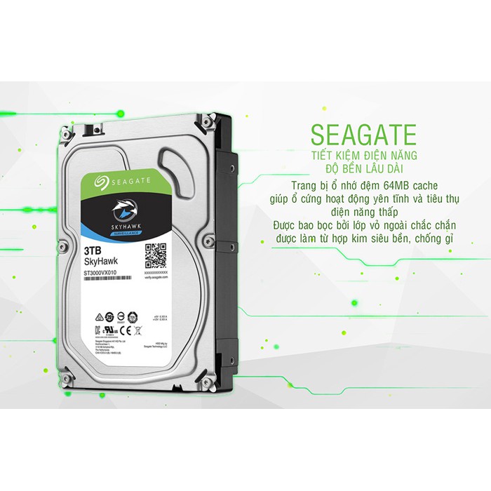 HDD SEAGATE 3TB SKYHAWK - CHUYÊN DÙNG CAMERA