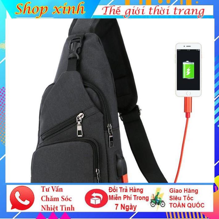 Túi Đeo Chéo, Túi Vải Nam Canvas Có Cổng Sạc Tiện Lợi Phong Cách Thể Thao Thời Trang Hàn Quốc Đậm Chất Nam Tính. | BigBuy360 - bigbuy360.vn