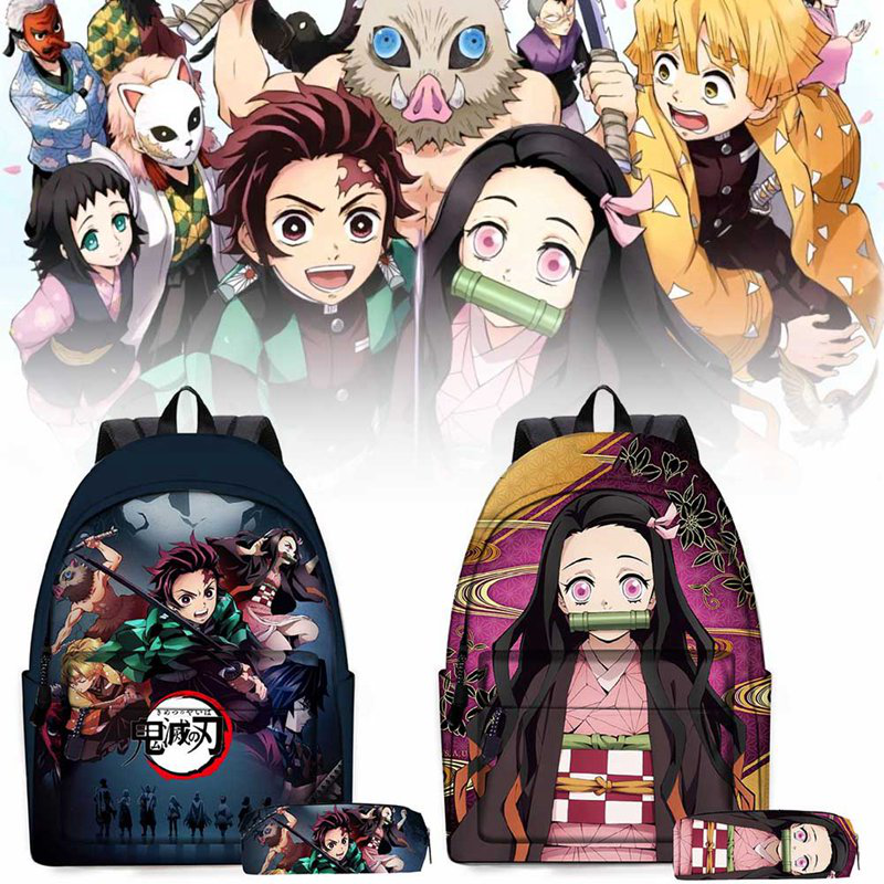 Ba lô hình Kimetsu no Yaiba Tanjiro Kamado Nezuko Kamado Zenitsu Agatsuma Giyuu Tomioka phong cách thời trang cho nữ