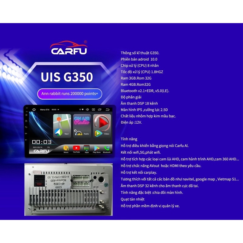 Màn Hình Android CARFU RAM 4gb 💖 gắn các dòng xe