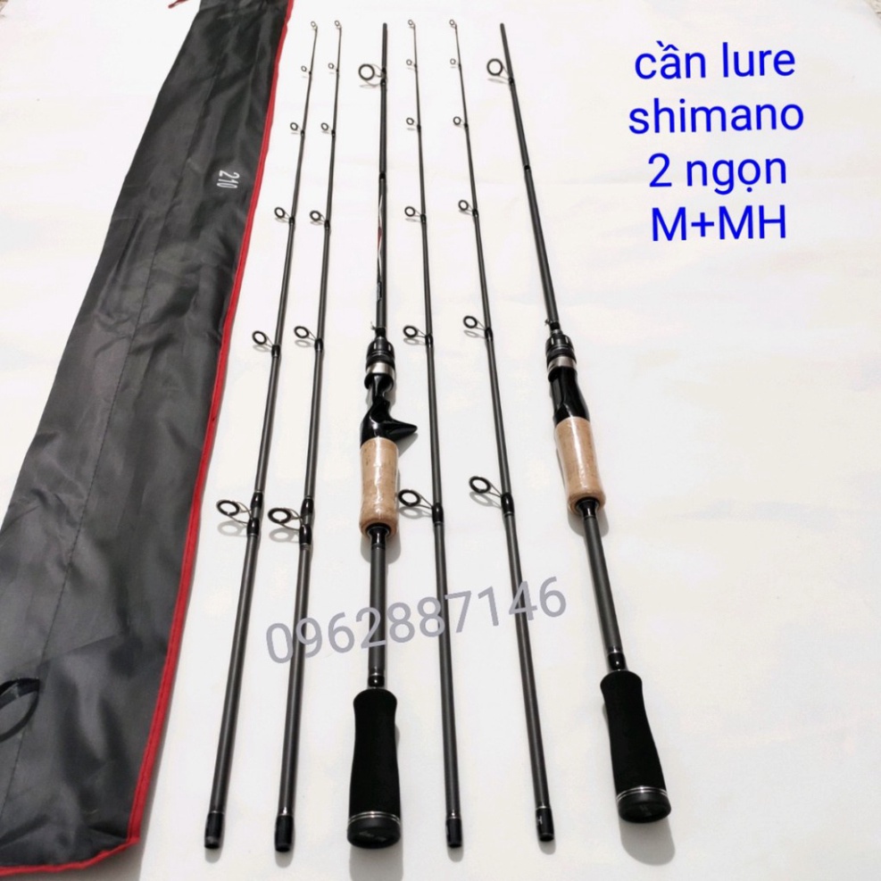 cần câu lure shimano cán gỗ 2 ngọn M + MH cao cấp dai ha gia