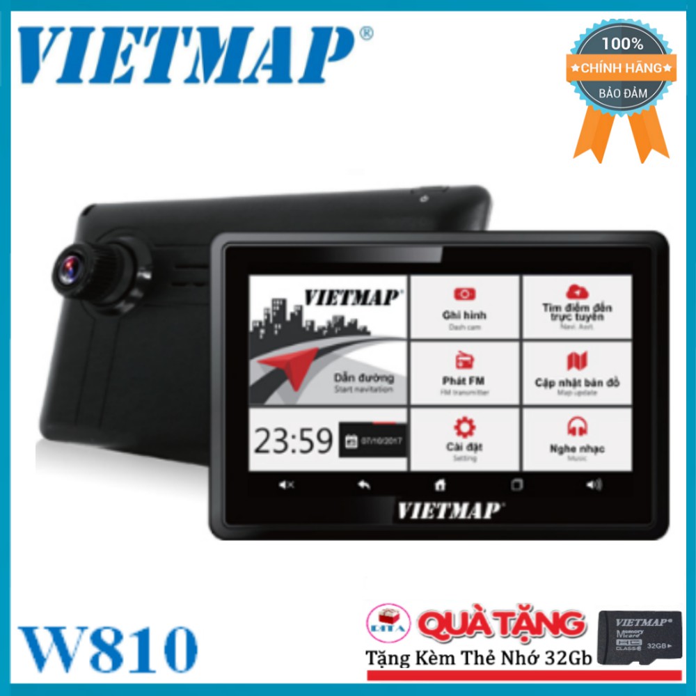 VietMap W810 - Camera Hành Trình Ô Tô Tích Hợp Màn Hình Dẫn Đường + Thẻ Nhớ Vietmap 32Gb