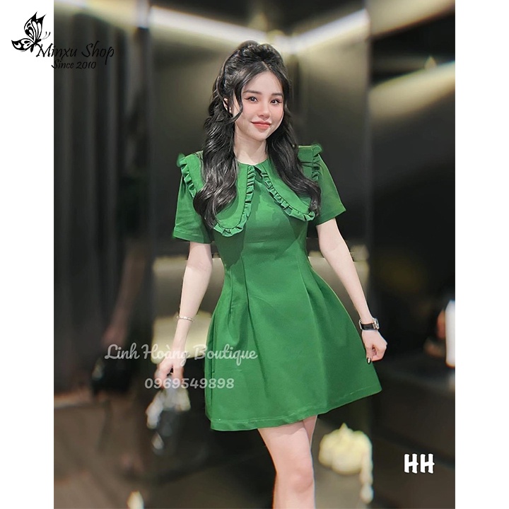 Váy thiết kế nữ cổ sen bèo, váy đi chơi, đi tiệc, đi học nữ tính, nhẹ nhàng mà sang trọng Minxu Shop mã VAY01