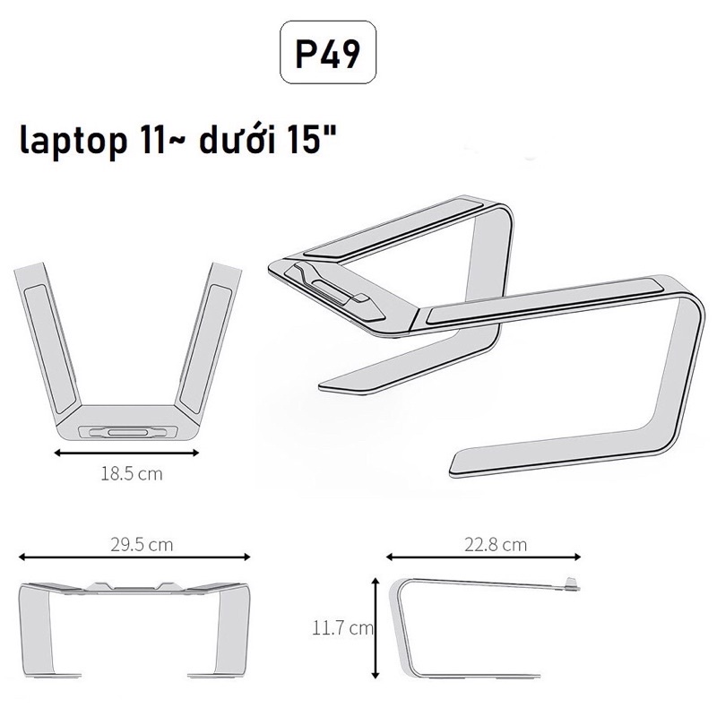 Giá đỡ để laptop stand notebook Macbook máy tính xách tay hợp kim nhôm có thể tháo rời kiêm tản nhiệt (CR06 và X2) | BigBuy360 - bigbuy360.vn