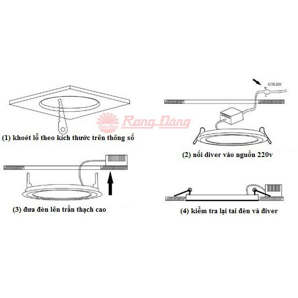 Đèn LED âm trần downlight Rạng Đông khoét trần Viền Bạc, Viền Vàng Dòng AT10L 110/9W