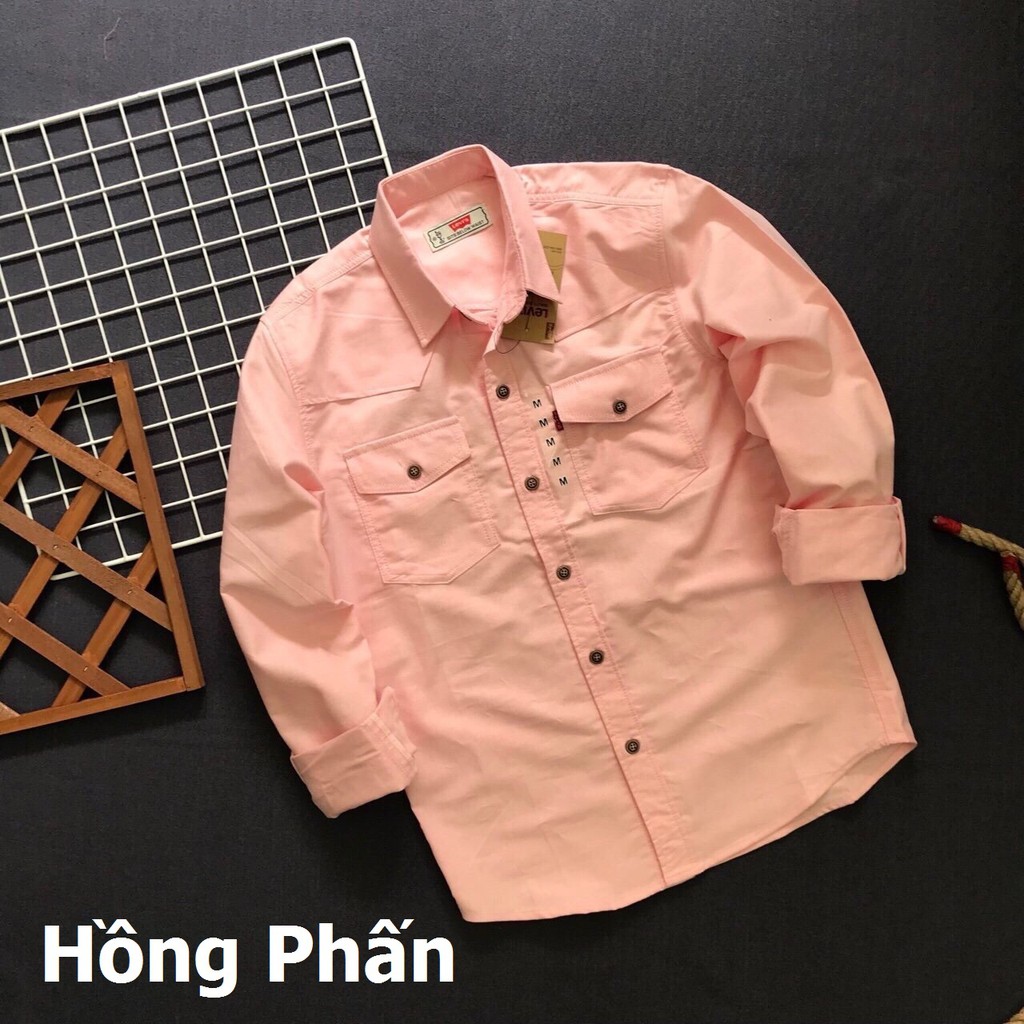 Áo sơ mi nam denim dài tay thời trang 2018 phối túi cực đẹp ASMDBP018