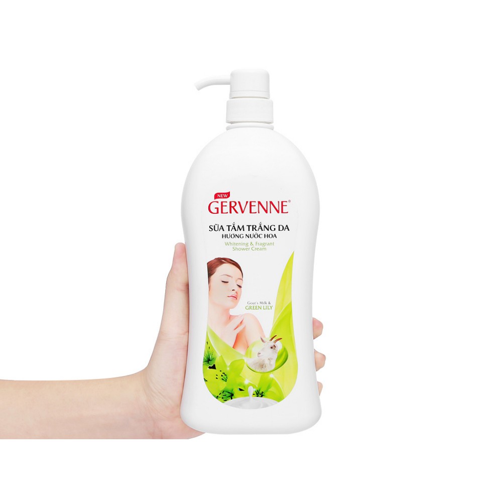 Sữa Tắm Gervenne Trắng Da Tinh Chất Sữa Dê &amp; Hương Hoa Lily 900g