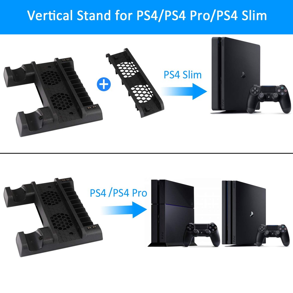 Đế Sạc Đứng DOBE PLAYSTATION Cho Tay Cầm Chơi Game Ps4 Slim / Ps4 Pro / 4 Hỗ Trợ 2 Quạt Tản Nhiệt Tp4-19076