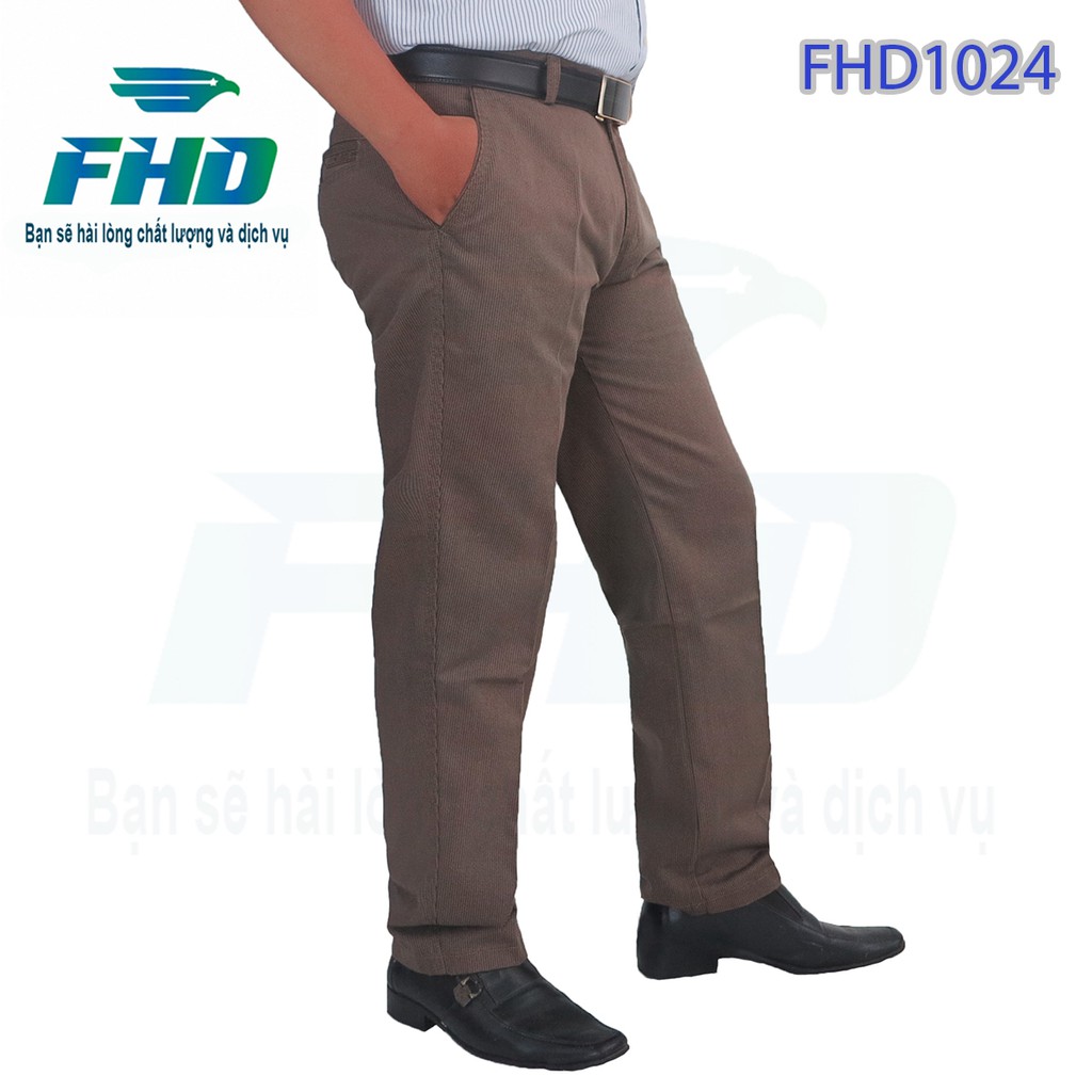 Quần dài kaki sọc kẻ trung niên nam với chất vải dày, đường may tỉ mỉ ống quần rộng rãi form suông FHDQ001_S