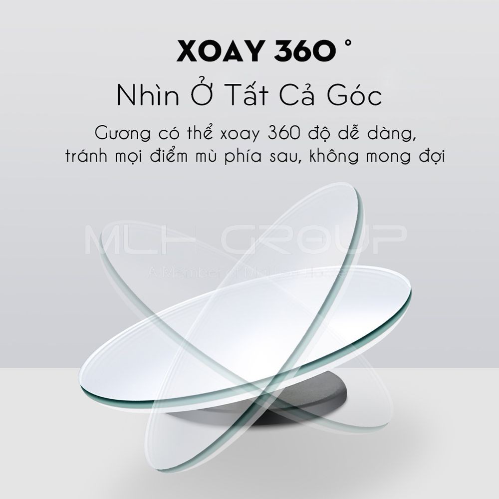 Bộ 2 Gương Lồi Tràn Viền Xoay 360 độ Gắn Cho Kính Gương Chiếu Hậu Tránh Điểm Mù Cho Xe Hơi, Xe Ô tô MLH