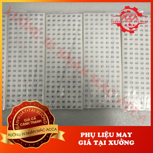 TEM DECAL SIZE SỐ QUẦN ÁO GIẦY DÉP  SỐ TỪ 1 ĐẾN 42 .DECAL SỐ TỪ XS ĐẾN 3XL