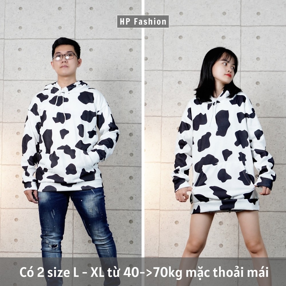 Áo hoodie bò sữa ❤️ Áo khoác nỉ cotton trần bông 2 lớp form siêu rộng Unisex nam nữ KC07