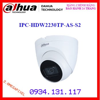 Camera IP Dome hồng ngoại 2.0 Megapixel DAHUA IPC-HDW2230TP-AS-S2