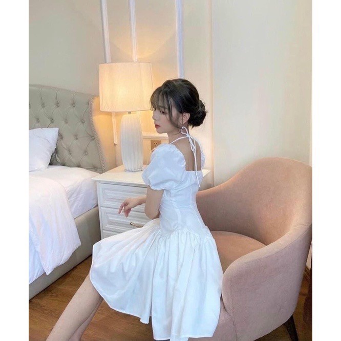 Váy xoè cổ yếm  Chất cực kỳ mềm mướt