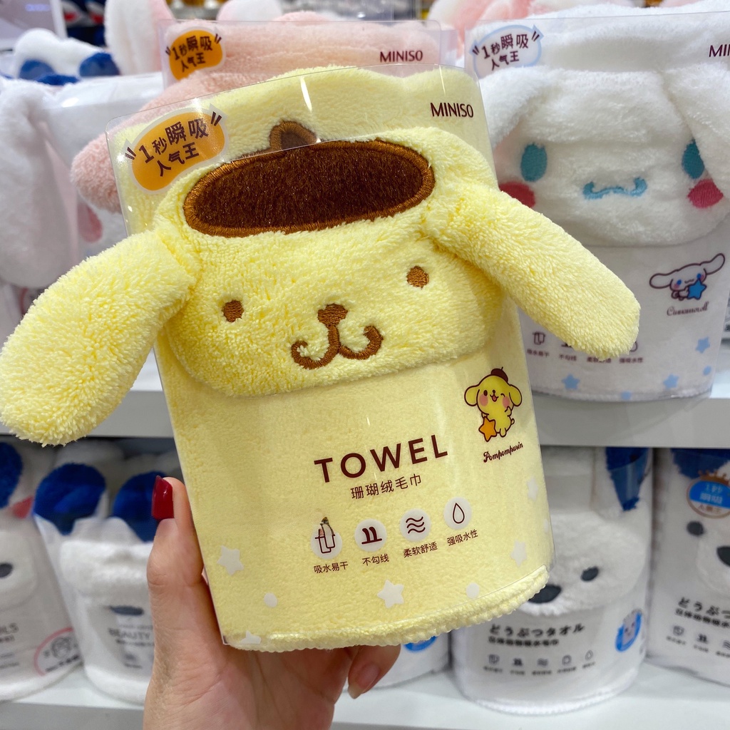 SANRIO Miniso Khăn Tắm Vải Nhung San Hô Mềm Mại Thấm Hút Tốt Dành Cho Cún Cưng