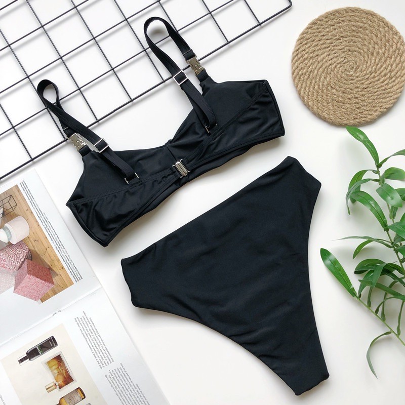 [BKN766] &lt;ÂU&gt; SET BIKINI BASIC XANH NEON KHUY INOX (CẠP CAO)