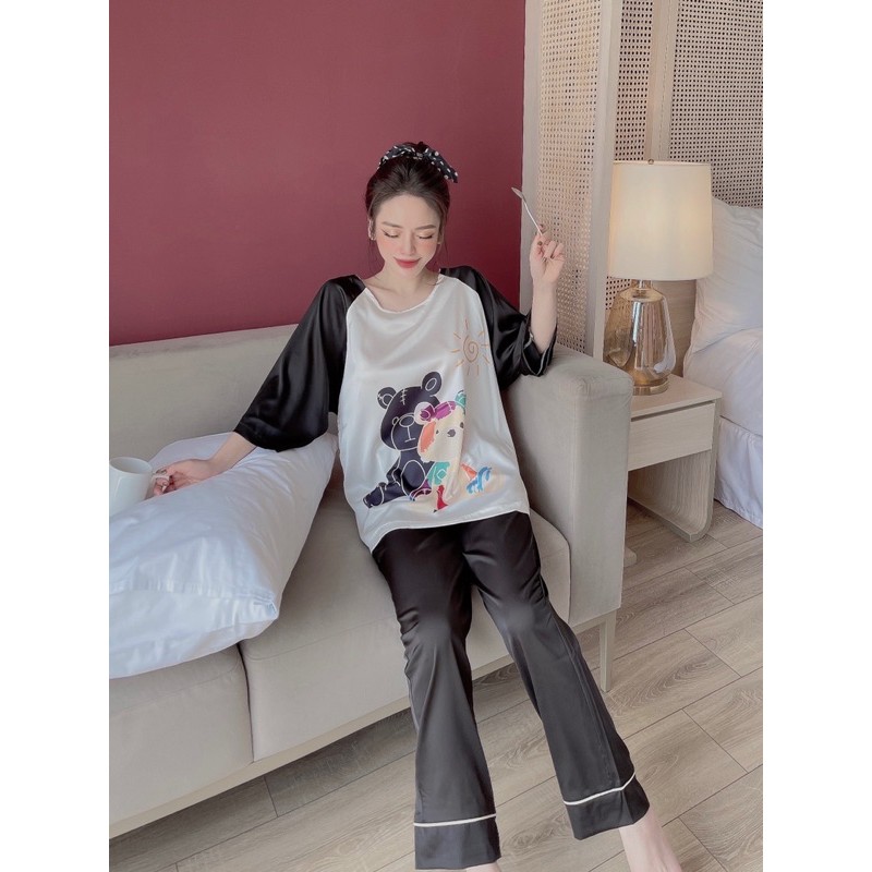 bộ lụa cổ tròn hoạt hình | BigBuy360 - bigbuy360.vn