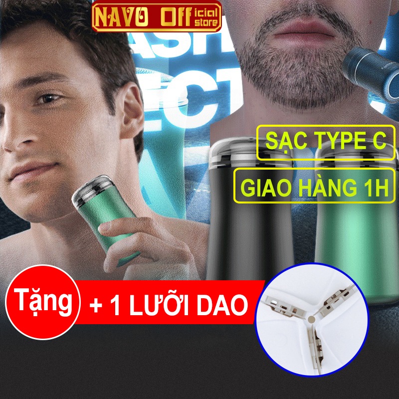 [TẶNG 1 LƯỠI DAO] Máy Cạo Râu Mini Cầm Tay Chống Nước - Sạc Nhanh Type C