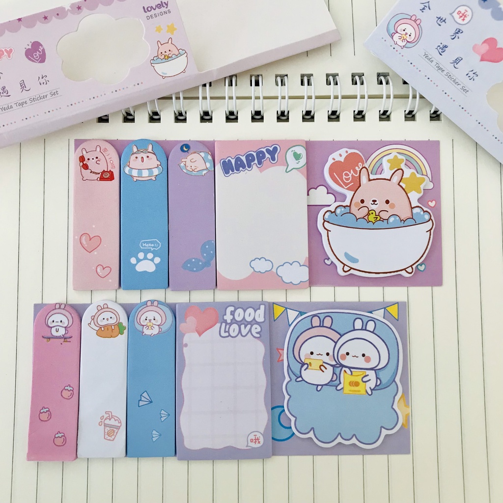 Giấy Đánh Note Dấu Trang - Giấy Phân Trang Cute - Set 5 món