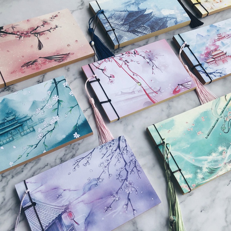 Sổ Tay Khổ A6 Có Dây Tua Rua Phong Cách Trung Hoa