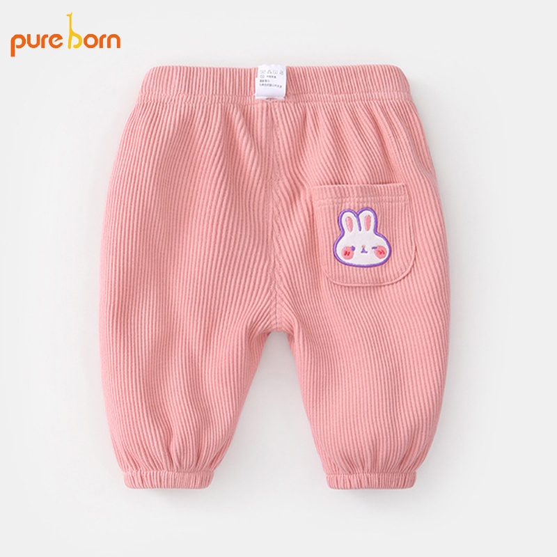 Quần Bé Trai, Bé Gái Pure Born Vải Len Tăm Hoạ Tiết mặt Thú 3D, Quần Dài Cho Bé Mặc Thu Đông - T35