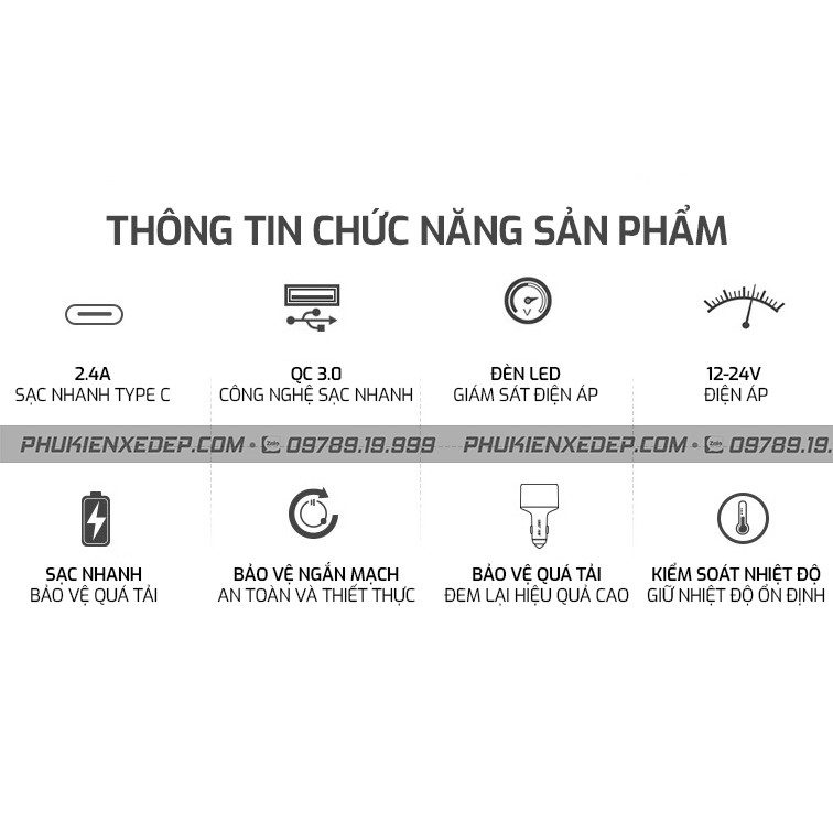 Tẩu sạc nhanh ô tô ⚡CAO CẤP⚡ SAST 2 cổng USB ( 2,4A, 3A) và 1 cổng Type-C - Bảo Hành 06 Tháng