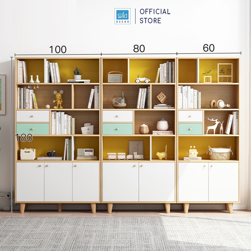 Tủ Sách Gỗ Phong Cách Bắc Âu Thương Hiệu SIB Decor (Nhiều Kích Thước)