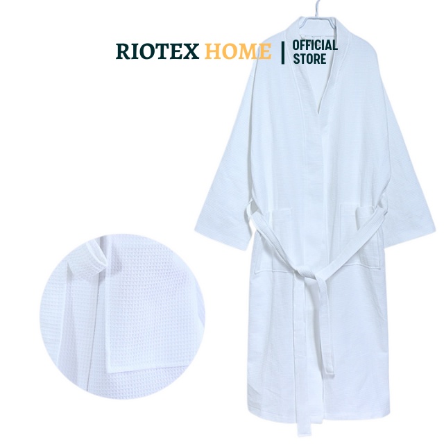 Áo choàng tắm khách sạn RIOTEX HOME vải tổ ong 100% cotton mềm mại, thấm hút tốt
