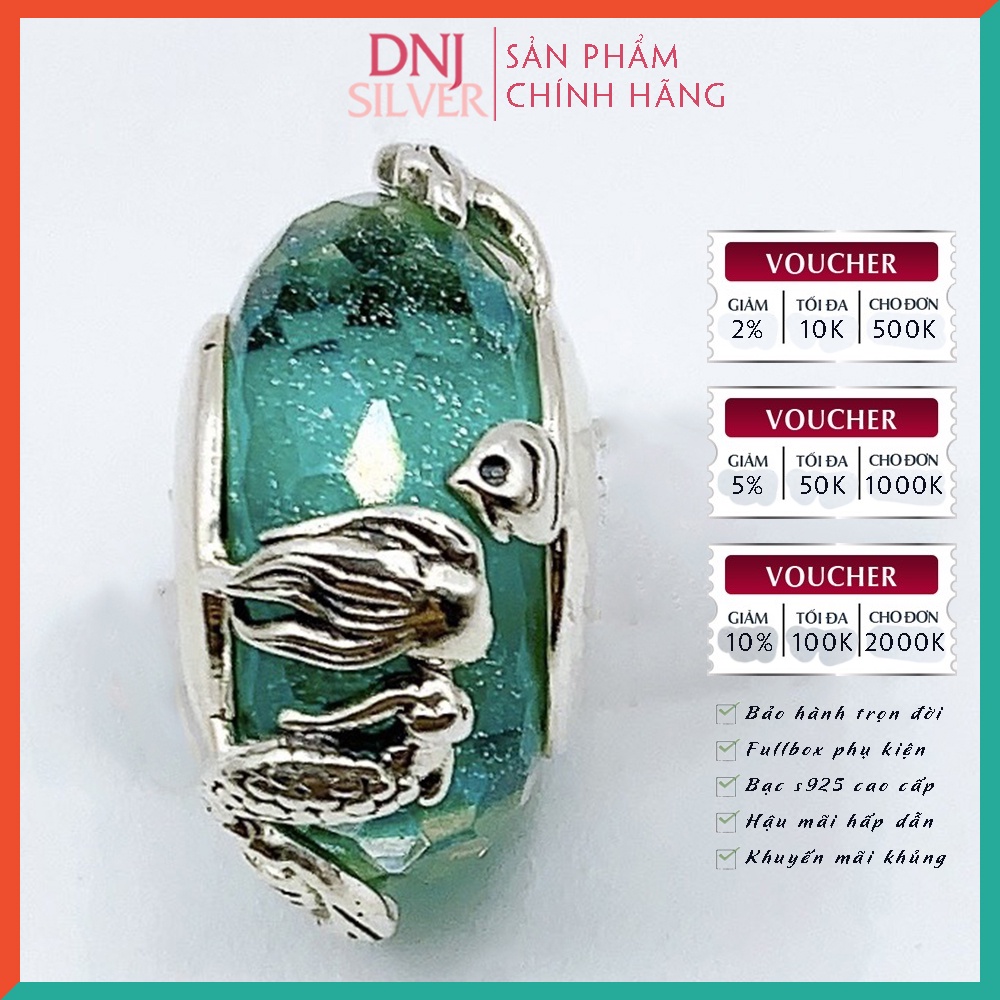 Vòng tay bạc 925 cao cấp - Vòng tay charm bạc tông màu xanh dương Ocean Love, mang chủ đề biển cả - DNB034