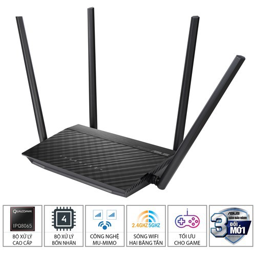 Bộ Phát Wifi Asus RT-AC1500UHP Băng Tần Kép AC1500 - Hàng Chính Hãng