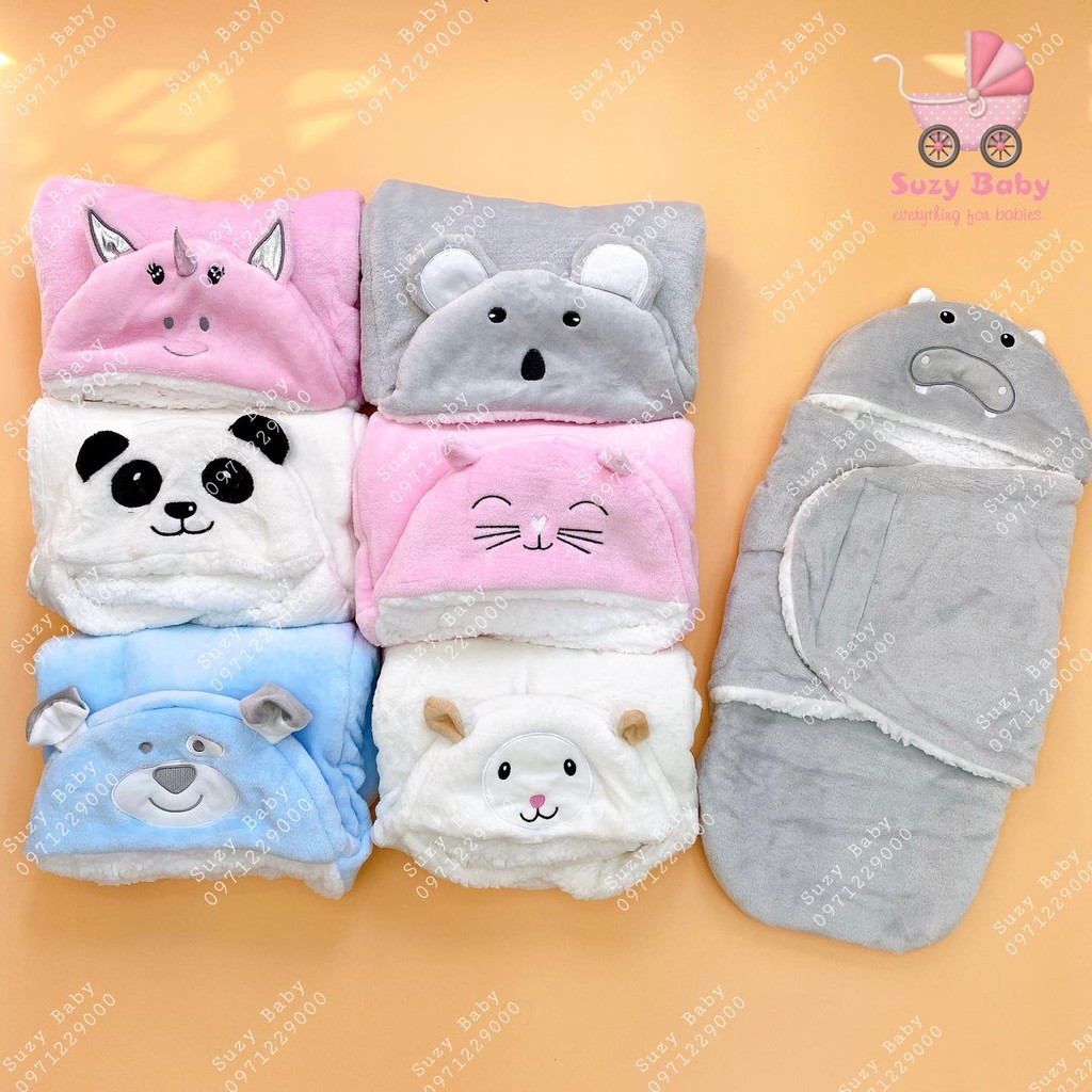 Ủ kén lông hình thú cho bé sơ sinh tiện lợi