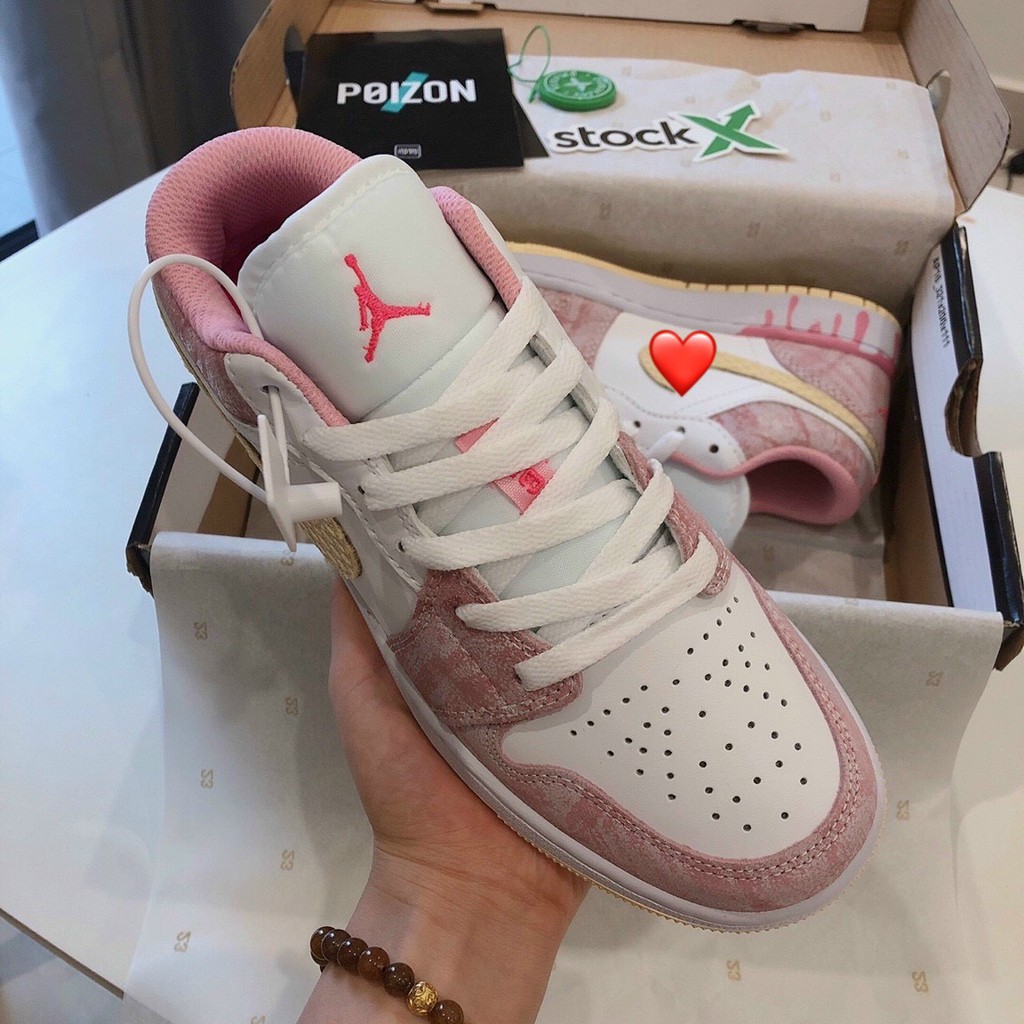 [ Giày jordan 1 low hồng xước ] GIày thể thao nữ hót hít 2021