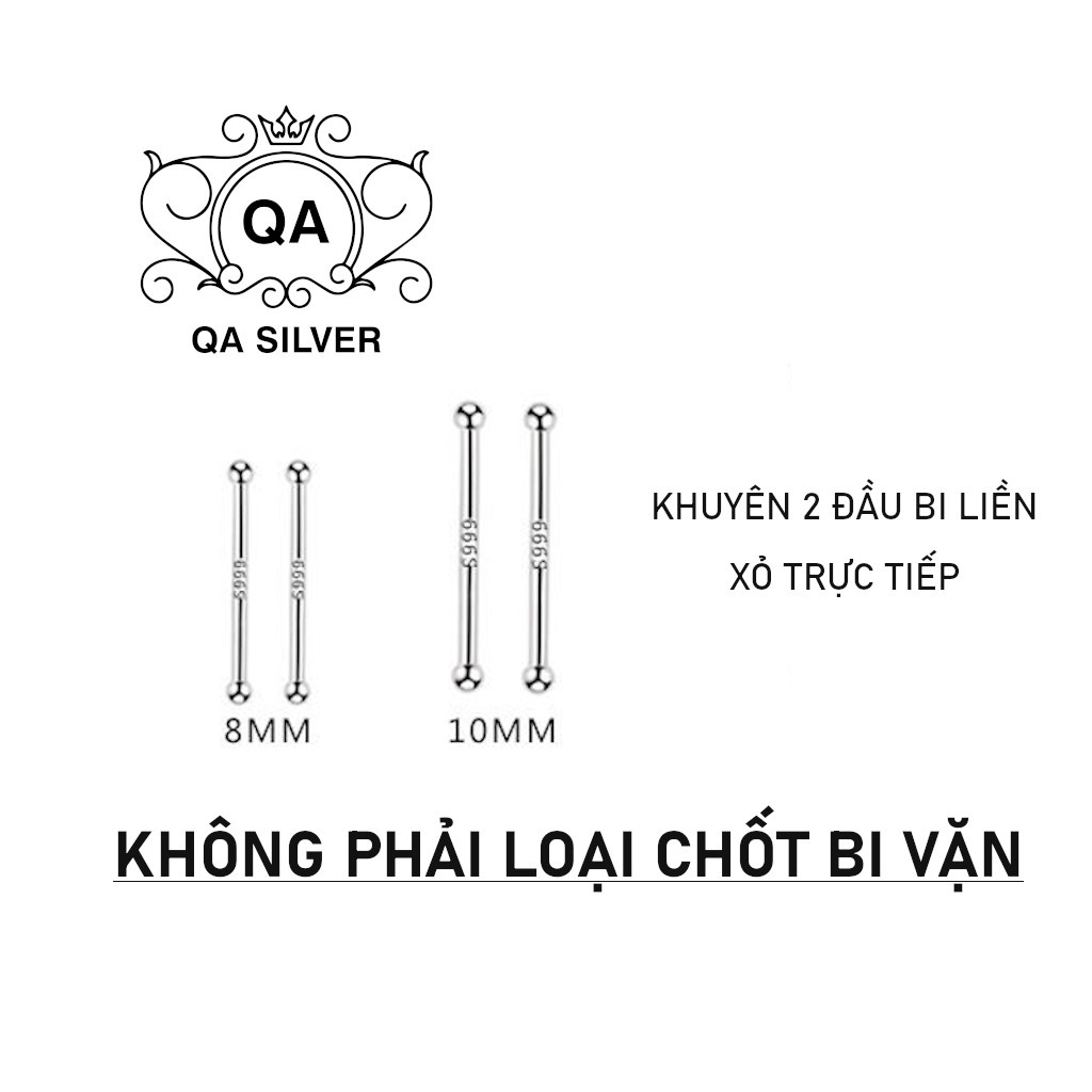 Bông tai bạc 925 giữ lỗ nam nữ hai đầu bi khuyên tròn S925 BASIC Silver Earrings QA SILVER EA190702