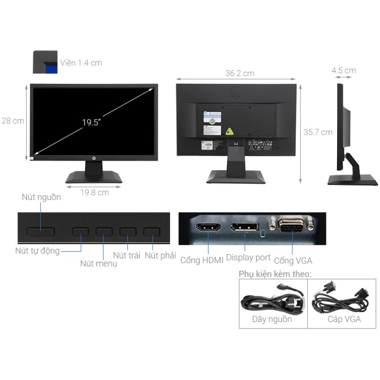 Màn Hình HP LCD P204V 19.5'/Hd+ -Tn/60Hz_(5Rd66Aa) - Hàng Chính Hãng | Tech House Official | WebRaoVat - webraovat.net.vn