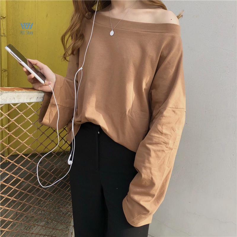 Áo trễ vai màu trơn kiểu dáng đơn giản hợp thời trang | BigBuy360 - bigbuy360.vn