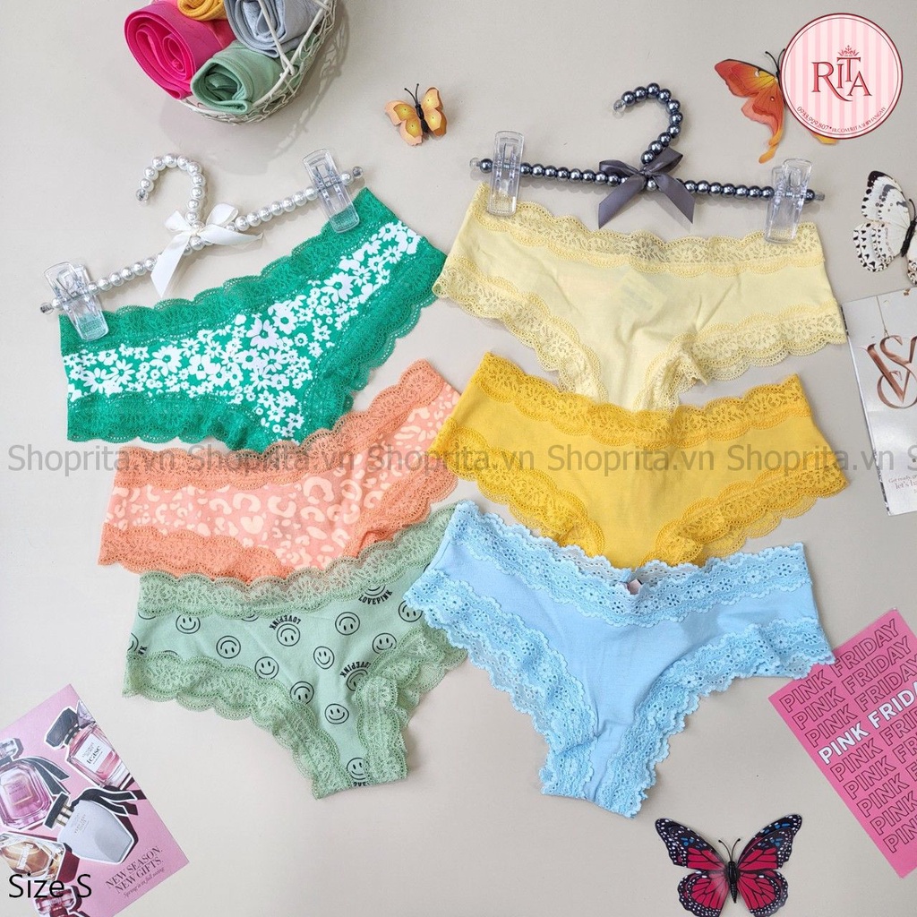 Size S (91-96cm) Quần lót Victoria Secret chính hãng Ren Nửa Mông, săn sale giá rẻ