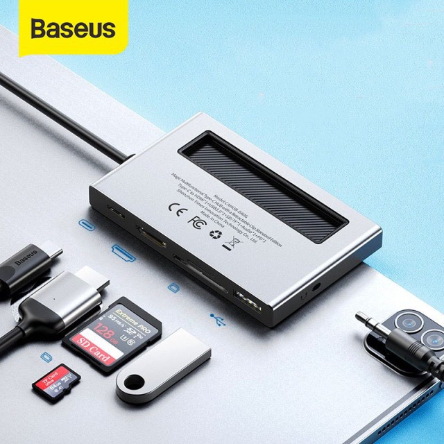 Baseus USB Hub C Hub chuyển sang HDMI Cổng PD USB 3.0 100W tương thích cho iPad Pro 2020 Bộ chuyển đổi Hub USB 7 trong 1