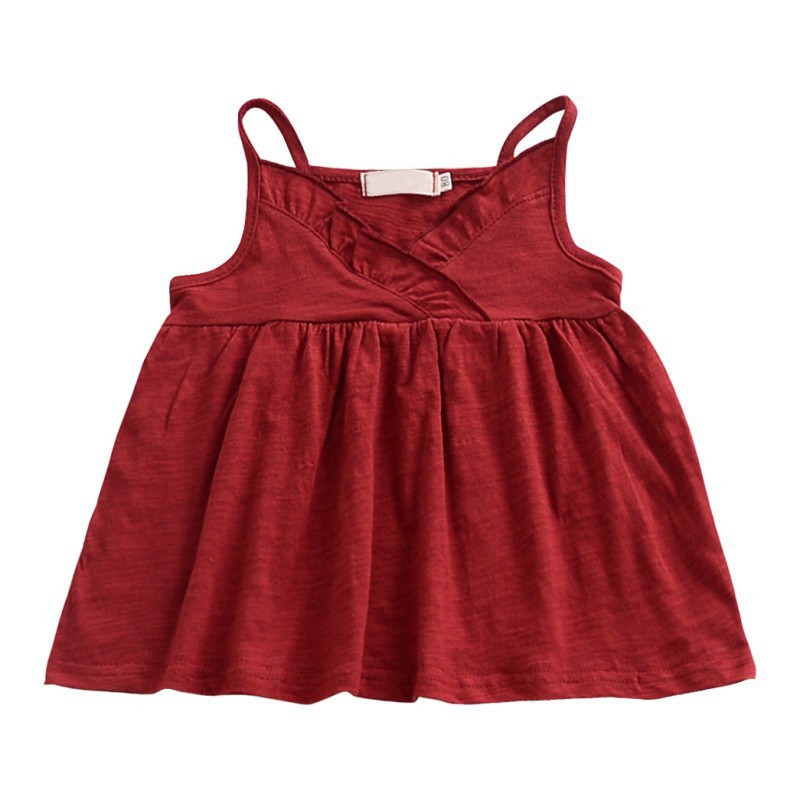 Áo hai dây dáng babydoll vạt đắp đáng yêu cho bé gái