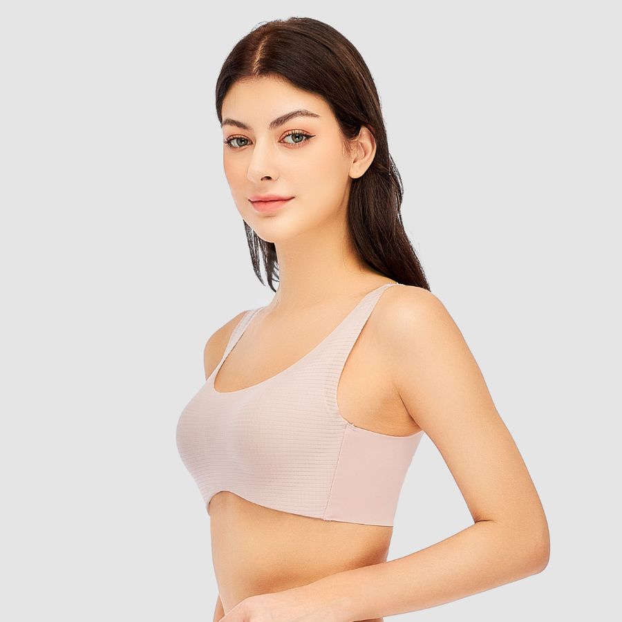 Áo lót Wacoal không gọng, nâng nhẹ, full cup, trơn, dây liền, mút dày ILB5835
