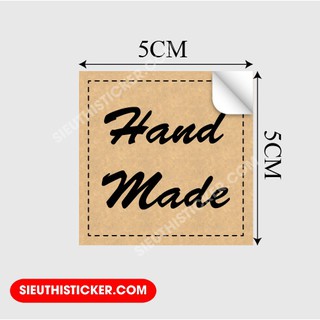 Tem Dán Handmade Hình Vuông HMKV01 Trang trí Hộp bánh, Túi giấy các loại, bánh kẹo, niêm phong thiệp chúc mừng